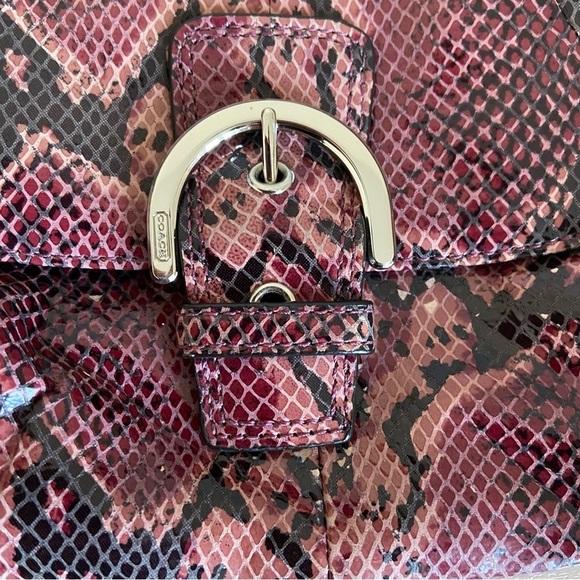 Coach Snakeskin Python Burgundy Purple Silver Small Crossbody Purse Bag - Picture 3 of 11